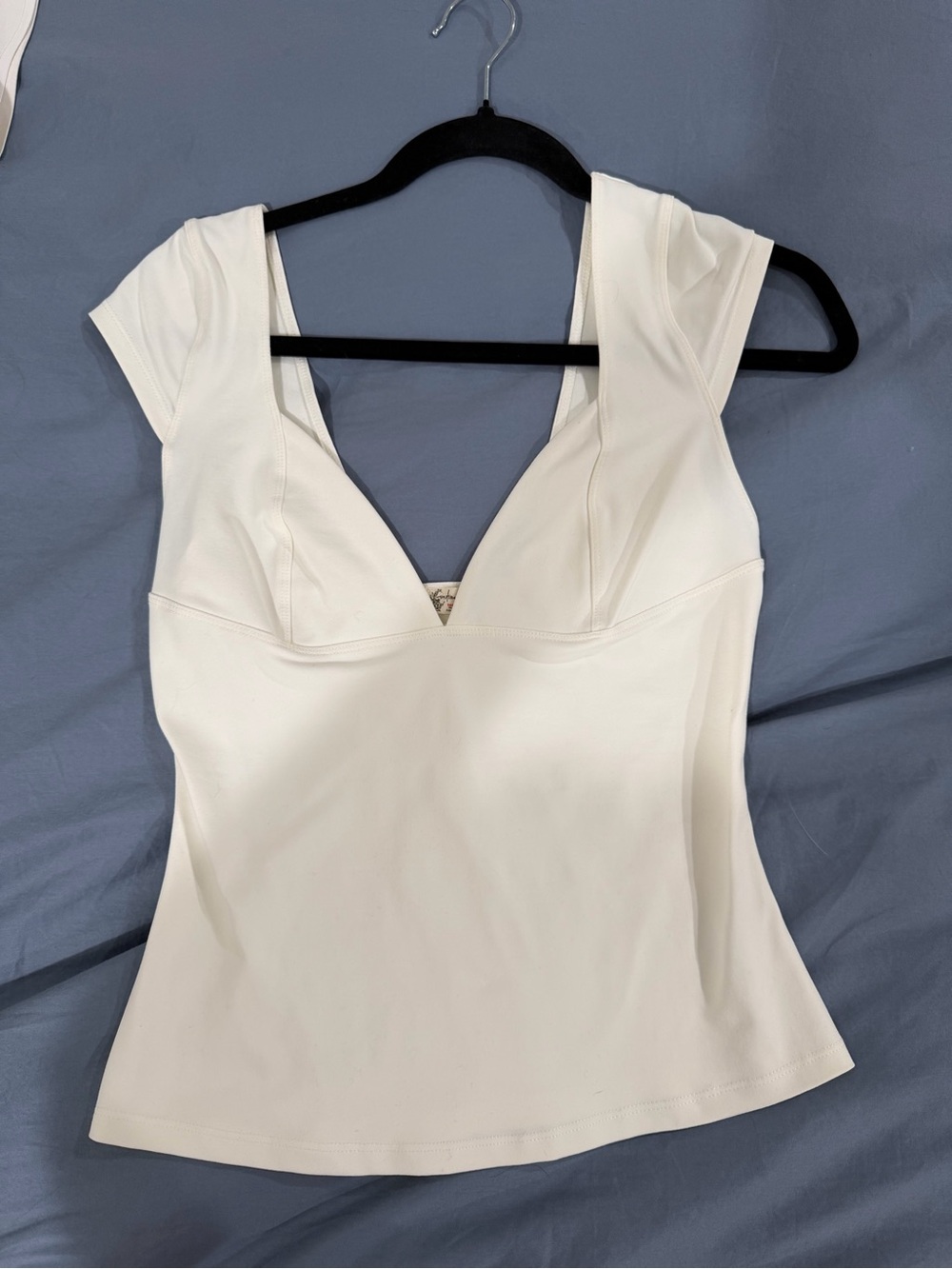 Free People White V-Neck Structured Tank